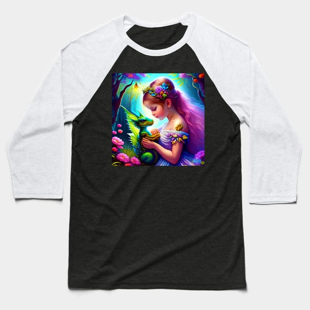 Fairy & Dragon (Friends) Baseball T-Shirt by Morrigan Austin